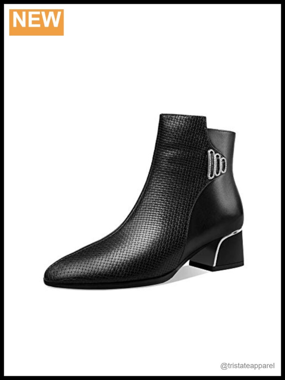 Genuine Leather Side Zipper Ankle Boots Women Round Toe Chunky Heel
